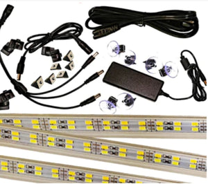 Best LED Display Case Lights Triple 11" kit for tall Jewelry display cases